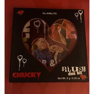 NIB GLAMLITE Chucky & Tiff Silky Powder Blush Duo Kit Horror Halloween Pink Red